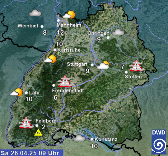 Zum DWD mit Vorhersagen © Deutscher Wetterdienst, Offenbach 